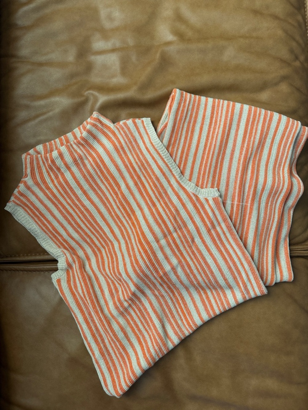 House of Harlow 1960 Orange and Cream Striped pant set